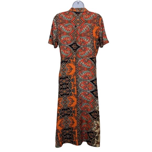 Find. A-Line Short Sleeve Paisley Print Dress with Front Slits Size M (8) - Picture 3 of 3